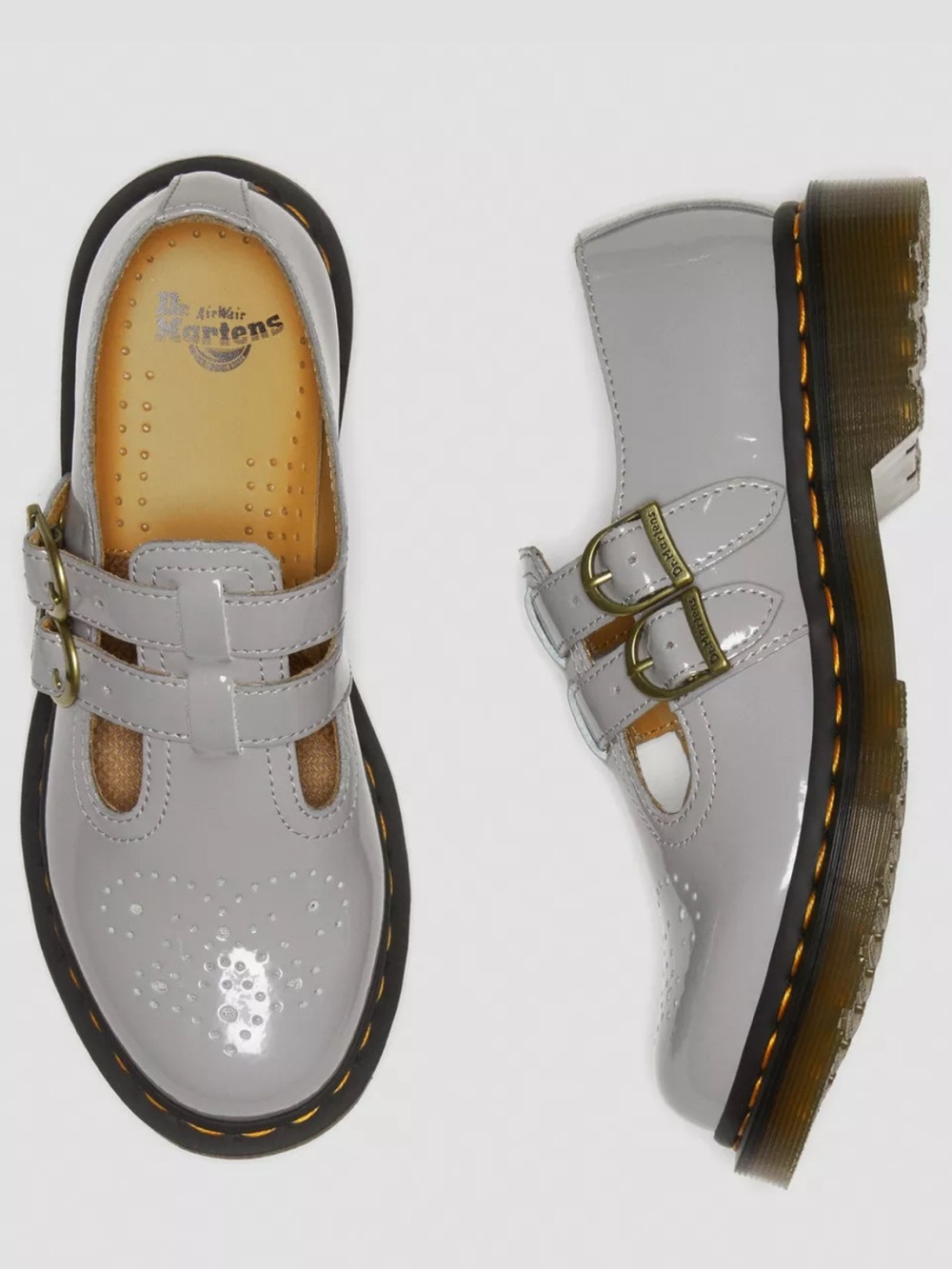 8065 PATENT LEATHER MARY JANE SHOES Grey Patent Lamper NEW Without Box Sz 8 - Picture 2 of 13